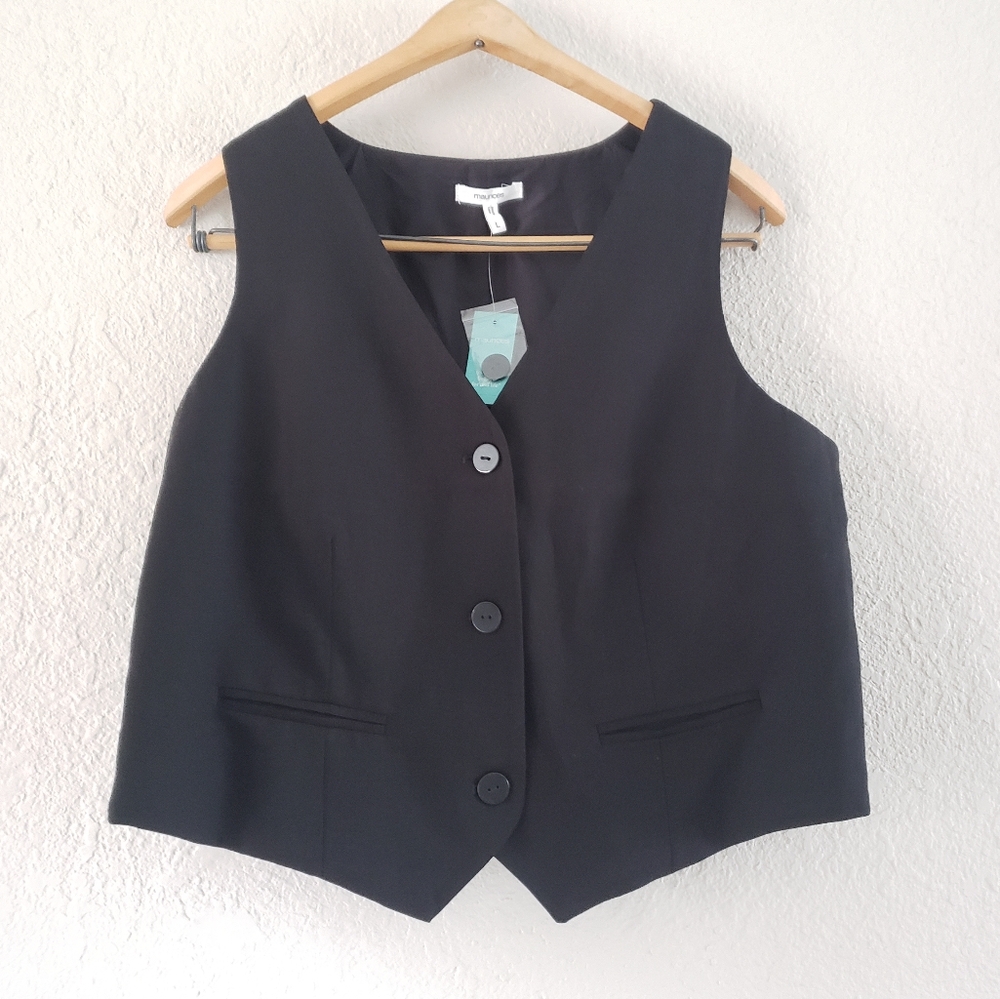 Maurices Black Tuxedo Vest Size Large